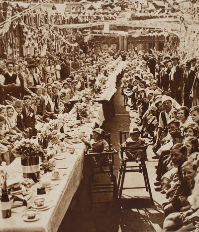 Jubilee Tea Party for Children in Orville Road, Battersea, 1935 by English Photographer